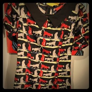 Vintage Cat Peter Pan collar short dress